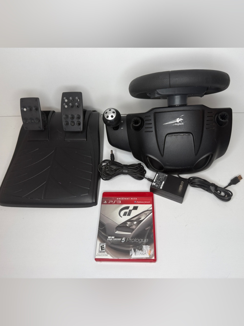 Black Wired Racing Wheel & Pedals Gaming Controller
